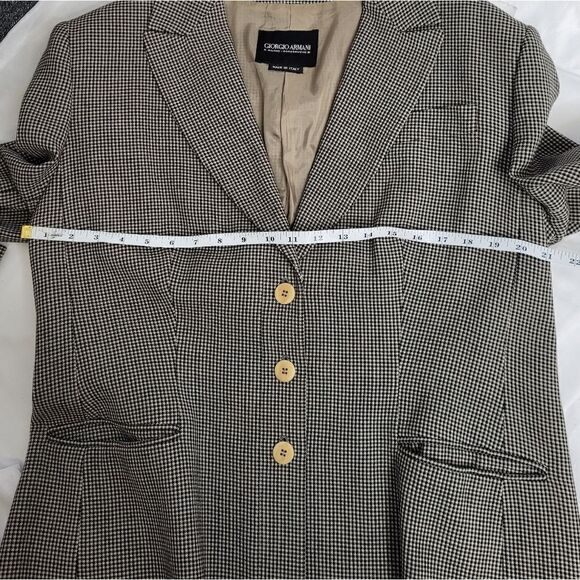 VINTAGE 90s Giorgio Armani blazer checkered plaid boxy oversized unisex 48/XL‎ - Picture 10 of 11